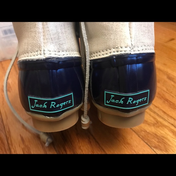 Jack Rogers Chloe Metallic & Navy Duck Boots - Picture 6 of 8